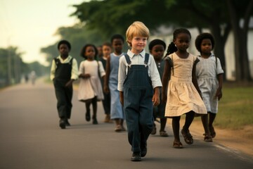 Fototapeta premium Photo of multiracial children enjoy their school life