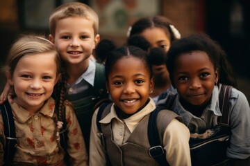 Photo of multiracial children enjoy their school life