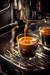 Preparation of espresso coffee by using coffee machine - 638129468