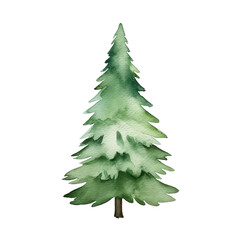 Obraz premium Christmas tree watercolor illustration. clipart for design. elements. isolated on transparent background. Generative ai.