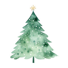 Christmas tree watercolor illustration. clipart for design. elements. isolated on transparent background. Generative ai.