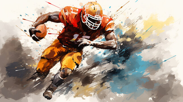 abstract painting of an American football player