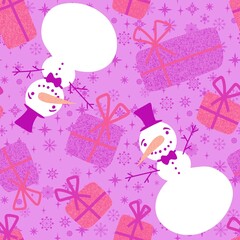 Christmas cartoon snowman seamless ice and hat and carrot pattern for wrapping paper and fabrics and kids