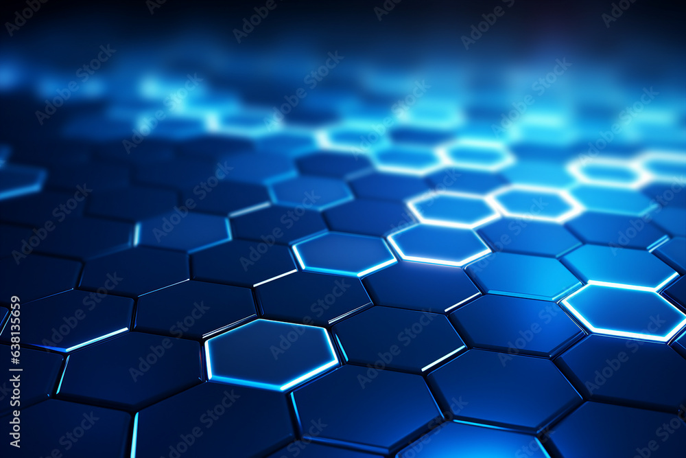 Aufkleber generative ai collage image picture of honeycomb pattern template with futuristic neon glowing