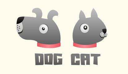 Dog and Cat, Vector cartoon design icon with cute dog and cat shape