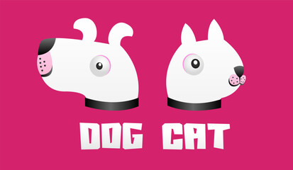 Dog and Cat, Vector cartoon design icon with cute dog and cat shape