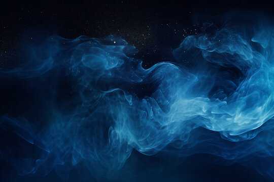 Generative ai collage image picture of blue fog mist air flying illuminated by vivid neon filter