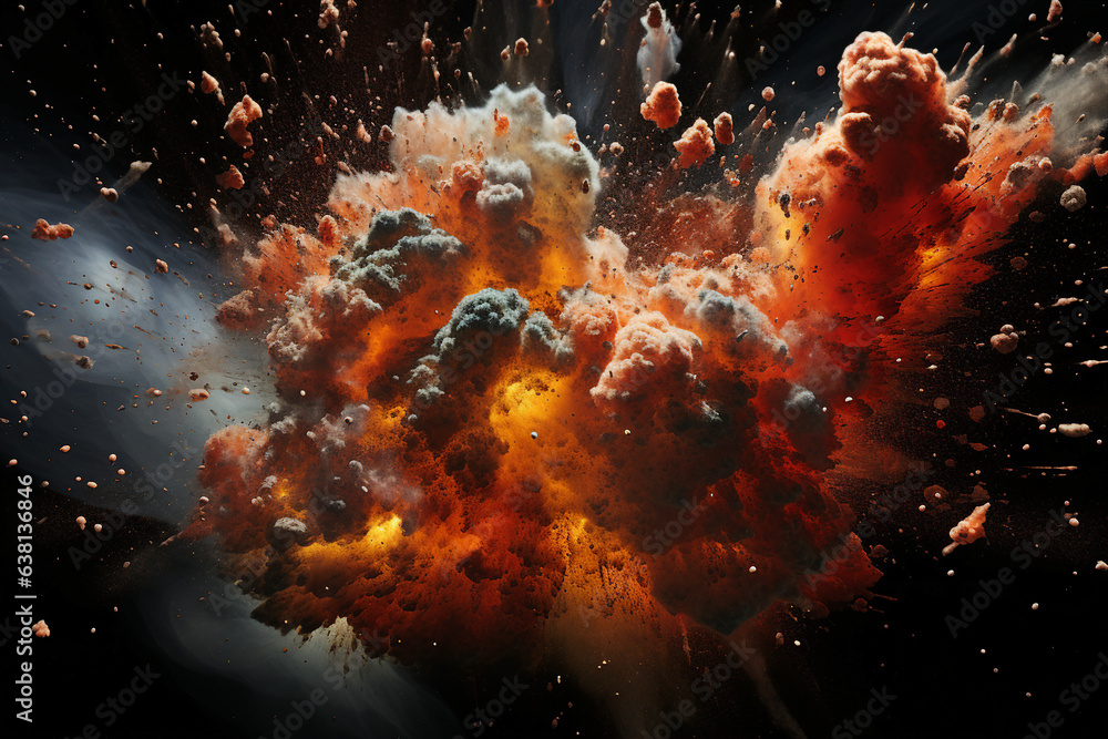 Poster generative ai collage image photo of nuclear bom exploding war with nuclear weapon concept