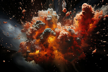 Generative ai collage image photo of nuclear bom exploding war with nuclear weapon concept