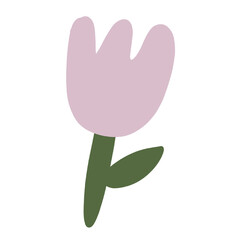 Hand-drawn beautiful purple flowers on a transparent white background.