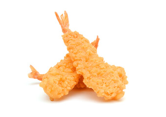 Stack butterfly shrimps on white background 