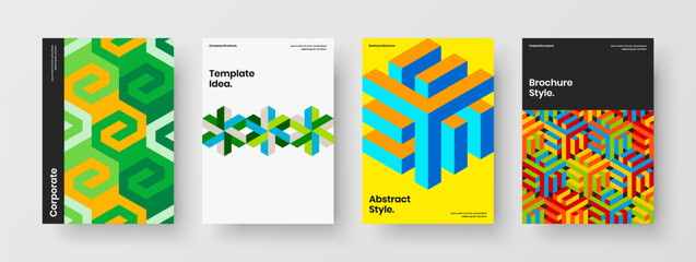 Amazing journal cover design vector illustration collection. Original geometric hexagons brochure template bundle.