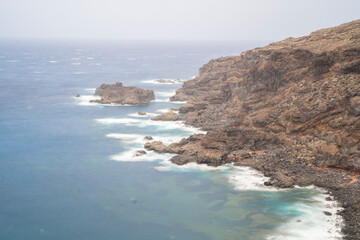 Fototapeta na wymiar amazing rock formations in the sea in the coast of the island of El Hierro (Canary Islands)