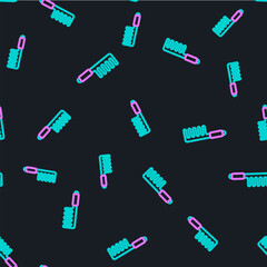 Line Hairbrush icon isolated seamless pattern on black background. Comb hair sign. Barber symbol. Vector