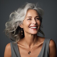 Beautiful gorgeous 50s mid age beautiful elderly senior mode generative ai