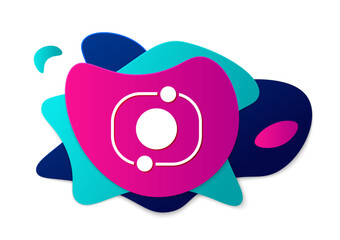 Color Solar system icon isolated on white background. The planets revolve around the star. Abstract banner with liquid shapes. Vector