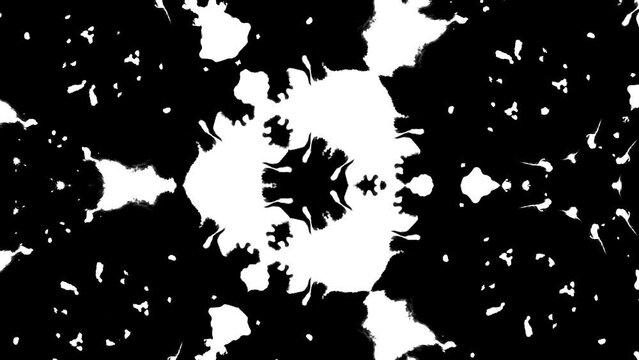 Black ink rorschach effect abstract background artistic flow splatter spots spills white paper beautiful reveal dripping streaks spread fluid ink alpha matte isolated watercolor ink drops transition