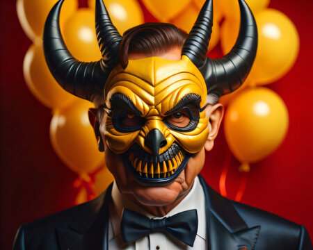 Devil dressed as a businessman representing corruption and the danger of power	