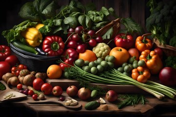 fruits and vegetables in basket