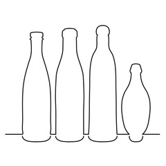 Sketchy image shape of a glass bottle silhouette. Alcohol, wine, whiskey, vodka, brandy, cognac, beer, kvass, champagne, liqueur