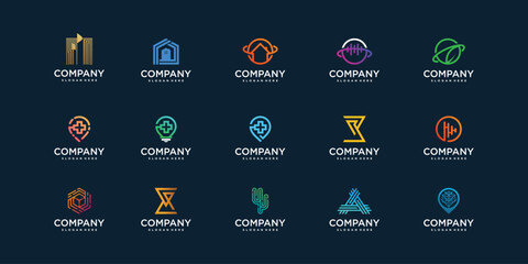 Abstract logo collection for company, technology, construction, medical, planet, Premium Vector