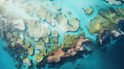 extensive coral bleaching, illustrating the devastating effects of water pollution and warming sea temperatures generative ai - obrazy, fototapety, plakaty