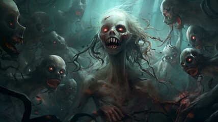Absurd creepy ghost dark gothic background image AI generated art