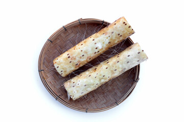 Fresh nagaimo on white background.