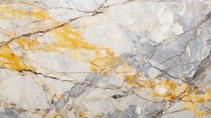 Yellow white marbled rock texture. Bright granite background for design. Rough cracked mountain surface created with Generative AI