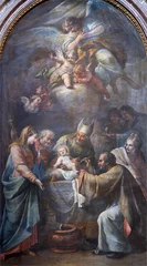 Tuinposter NAPLES, ITALY - APRIL 20, 2023: The painting of Circumcision of Jesus in the church Chiesa di Santa Caterina da Siena by unknown artist.  © Renáta Sedmáková