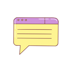 Message speech bubble, push notification web symbol. Hand drawn doodle. Vector design illustration isolated on white background.