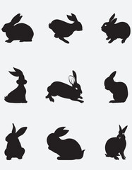 Vector Collection of rabbit Silhouettes