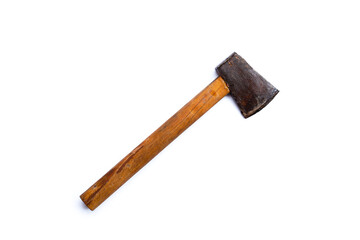 Old ax isolated on white background.