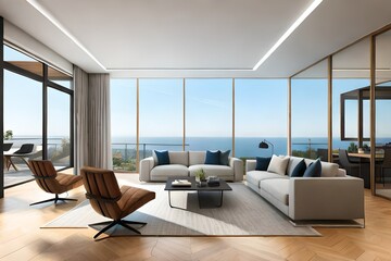 modern living room with furniture  generated by AI technology 