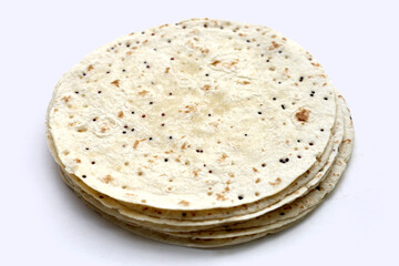 Quinoa tortilla wraps on white background