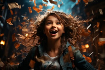 Person Celebrating Victory Success: First Place Achievement, Accomplishment, Victory, Triumph, Fulfillment, and Growth, Winning, Progress in Realization, Attainment, Reaching Goals and Successful