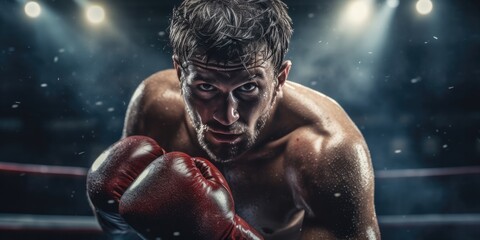 illustration of a boxer in the ring, generative AI