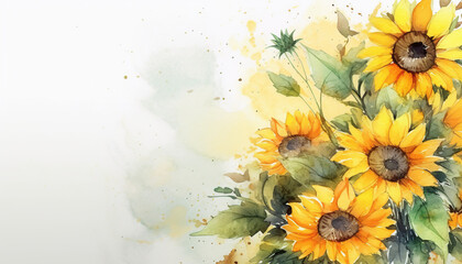 floral watercolor background sunflower