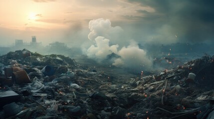 landfill overflowing with waste, an example of land pollution generative ai