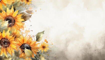 floral watercolor background sunflower