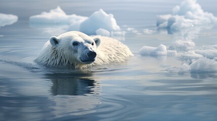 polar bear on melting ice, a symbol of climate change generative ai