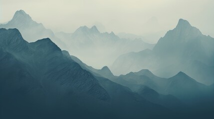 Fototapeta premium mountain range obscured by haze, showcasing the effects of air pollution generative ai