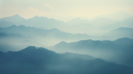 mountain range obscured by haze, showcasing the effects of air pollution generative ai