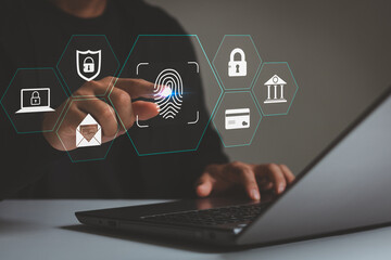 Cyber security concept, internet security, screen with padlock, login, user and password, user privacy security and encryption, secure internet access Future technology and cybernetics, cybercrime.