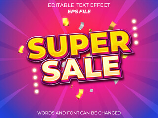 Super sale 3d text effect, text style, editabled. vector template