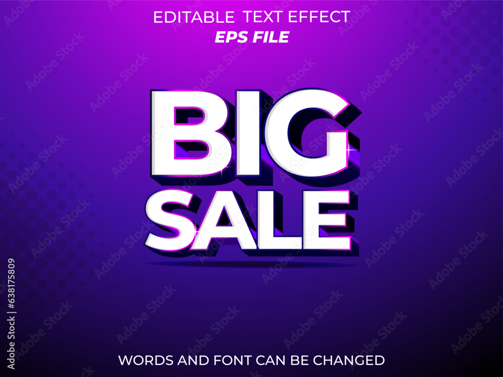 Aufkleber big sale 3d text effect and editable text effect. vector template