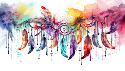 tassel garlands feathers watercolor