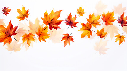 Naklejka na ściany i meble autumn maple leaves ornament on white background raster picture.