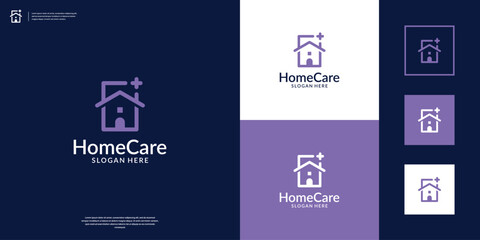 Home care logo design with creative cross symbol