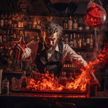 A Bartender Pouring A Glass Of Red Wine In A Bar